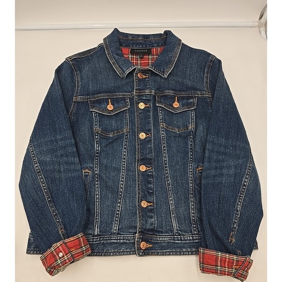 Talbots Tartan Lined Jean Jacket Judy Wash L Preppy Quiet Luxury Coastal - Picture 4 of 12